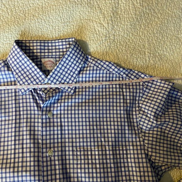 Brooks Brother's Blue Check Men's Dress Shirt with French Cuffs EUC - Picture 8 of 15